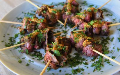 Cab Spiced Steak Skewers with Stone Ground Mustard
